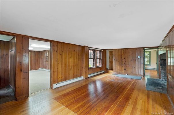 Empty room, Fireplace, Interior, Wood Texture Flooring, Wooden Walls