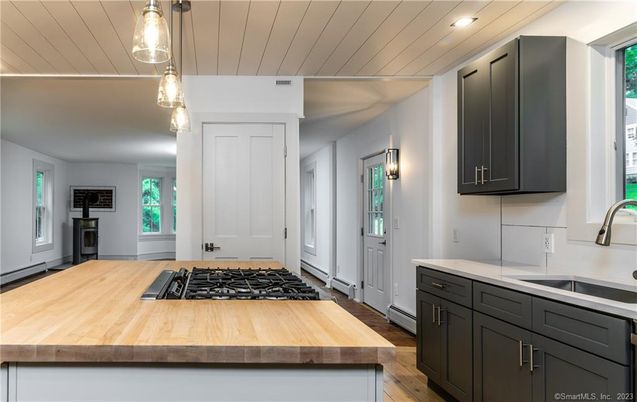 Interior, Kitchen, Pendant Lights, Recessed Lighting, Wood Texture Flooring