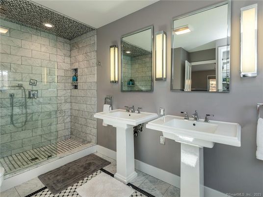Bathroom, Dual Sink Vanities, Glass Shower, Interior, Recessed Lighting