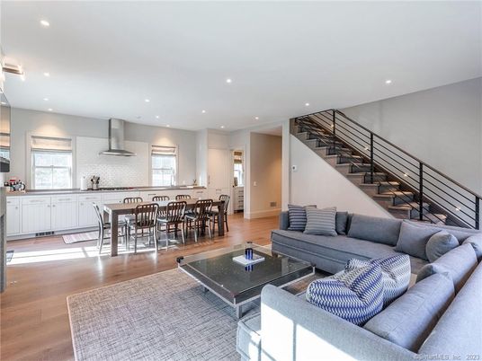Dining room, Interior, Kitchen, Living room, Recessed Lighting, Wood Texture Flooring