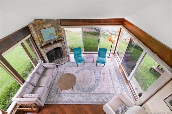 Fireplace, Interior, Living room, Stone Walls, Wood Texture Flooring