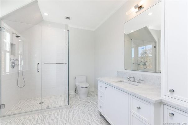 Bathroom, Glass Shower, Interior, Recessed Lighting