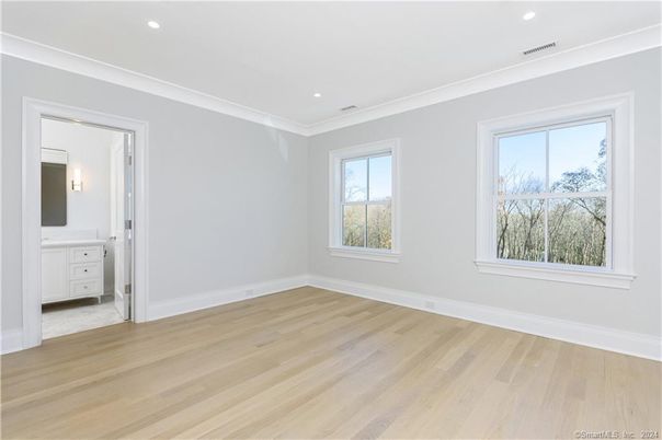 Bathroom, Empty room, Interior, Recessed Lighting, Wood Texture Flooring