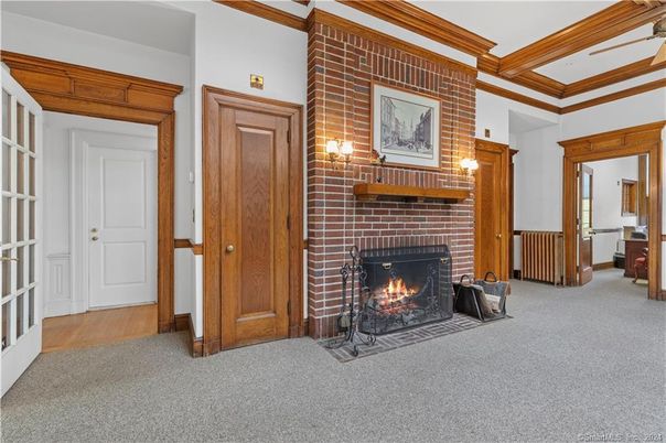 Fireplace, Interior, Stone Walls, Wooden Beams, Wood Texture Flooring