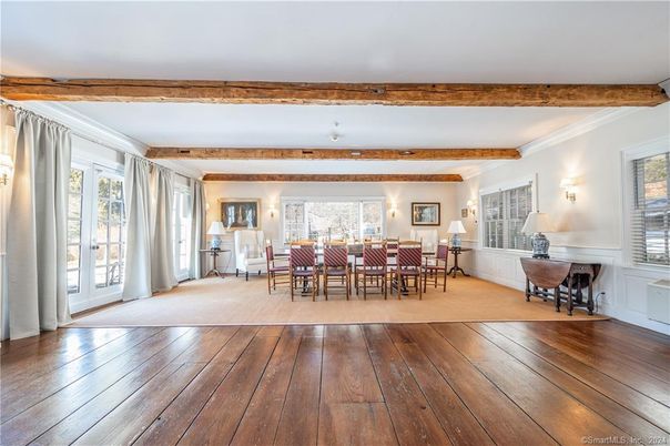 Dining room, Interior, Wooden Beams, Wood Texture Flooring