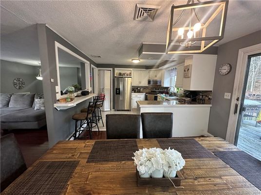 Interior, Kitchen, Pendant Lights, Stainless Steel Appliances, Wood Texture Flooring