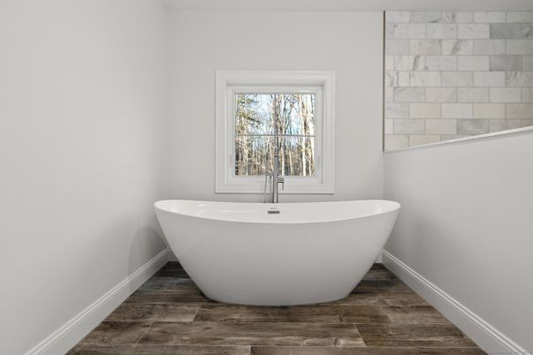 Bathroom, Free Standing Baths, Interior, Wood Texture Flooring