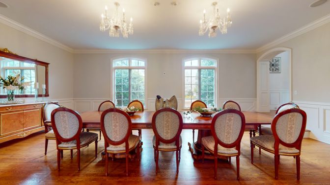 Chandelier, Dining room, Interior, Wood Texture Flooring