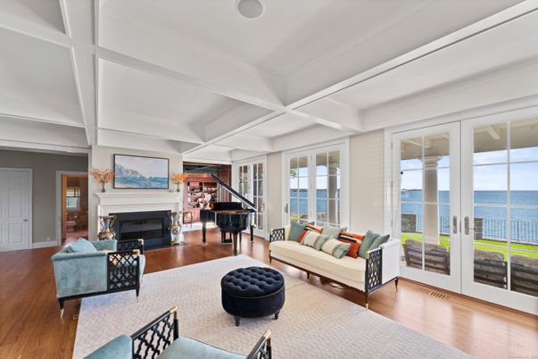 Fireplace, Interior, Living room, Piano, Water, Wood Texture Flooring