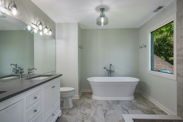Bathroom, Dual Sink Vanities, Free Standing Baths, Interior, Marble