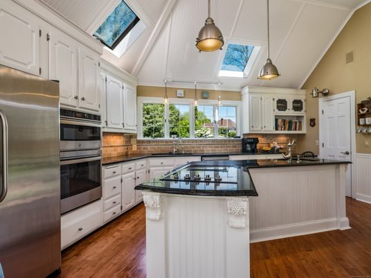 Interior, Kitchen, Pendant Lights, Stainless Steel Appliances, Wood Texture Flooring