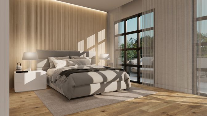 Bedroom, Interior, Wood Texture Flooring