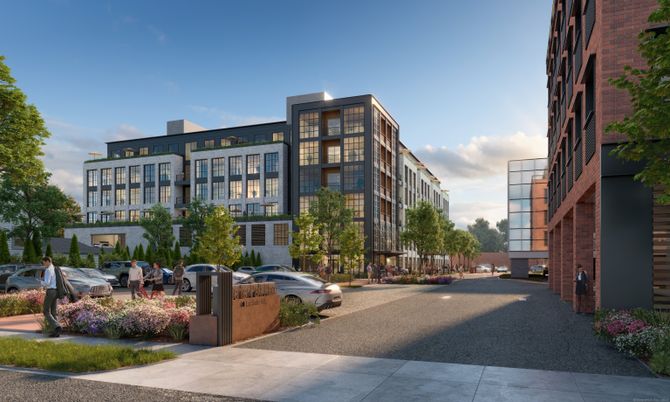 Exterior, Facade, Brick Facade, Condo Building