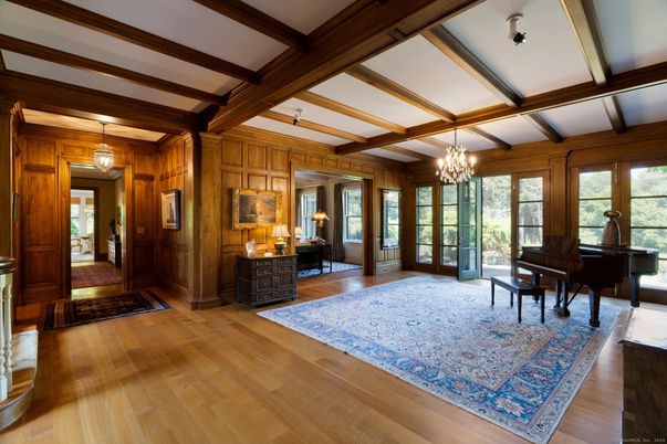 Chandelier, Interior, Piano, Wooden Beams, Wood Texture Flooring, Wooden Walls