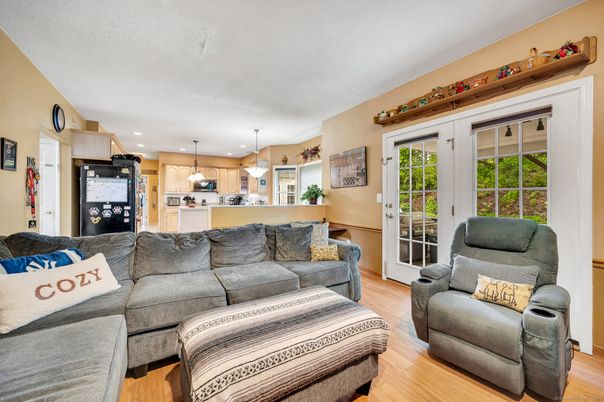 Interior, Kitchen, Living room, Pendant Lights, Recessed Lighting, Wood Texture Flooring
