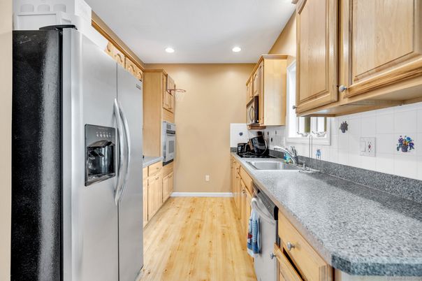Interior, Kitchen, Recessed Lighting, Wood Texture Flooring