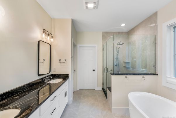 Bathroom, Dual Sink Vanities, Free Standing Baths, Glass Shower, Interior, Recessed Lighting