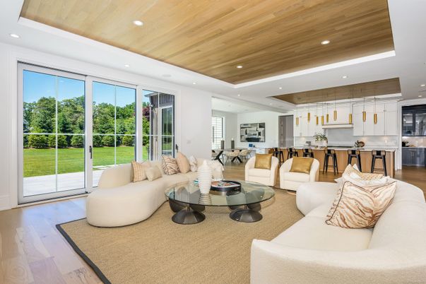 Interior, Kitchen, Living room, Pendant Lights, Recessed Lighting, Wooden Ceilings, Wood Texture Flooring