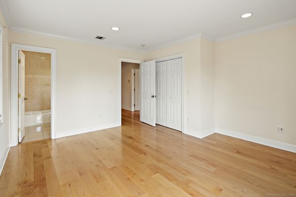 Bathroom, Empty room, Interior, Recessed Lighting, Wood Texture Flooring