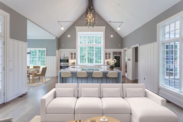 Dining room, Interior, Kitchen, Living room, Pendant Lights, Stainless Steel Appliances, Wood Texture Flooring