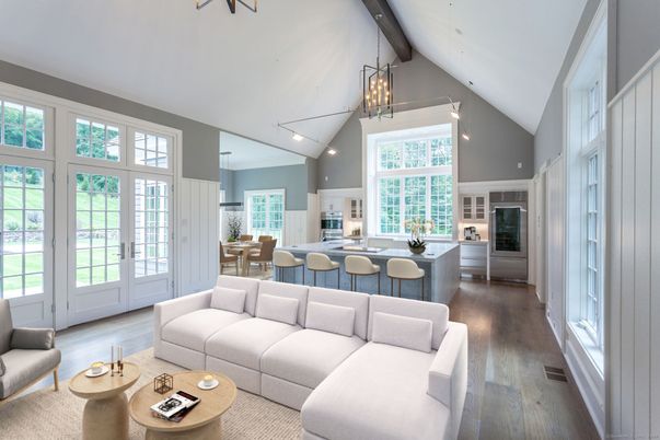 Dining room, Interior, Kitchen, Living room, Pendant Lights, Recessed Lighting, Wooden Beams, Wood Texture Flooring