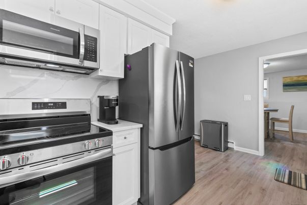Interior, Kitchen, Stainless Steel Appliances, Wood Texture Flooring