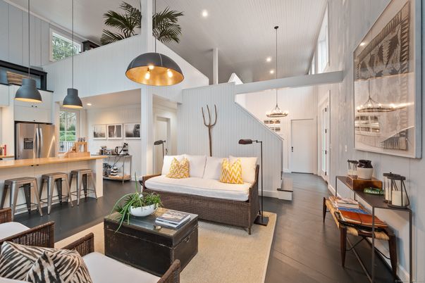 Interior, Kitchen, Living room, Pendant Lights, Recessed Lighting, Stainless Steel Appliances, Wood Texture Flooring