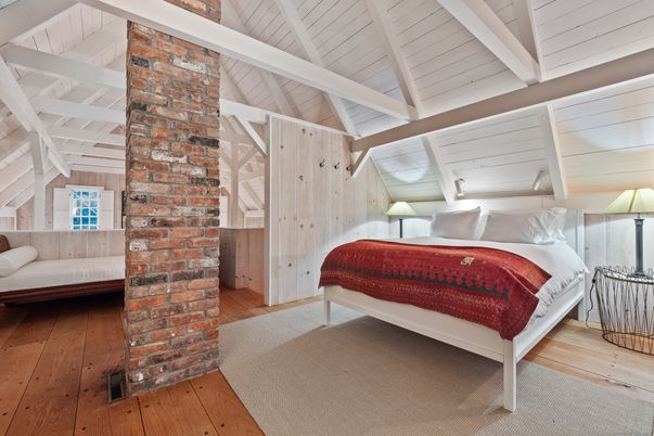 Bedroom, Interior, Stone Walls, Wood Texture Flooring