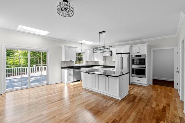 Interior, Kitchen, Pendant Lights, Stainless Steel Appliances, Wood Texture Flooring