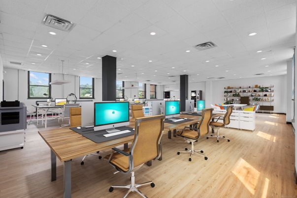 Home Office, Interior, Pendant Lights, Recessed Lighting, Wood Texture Flooring