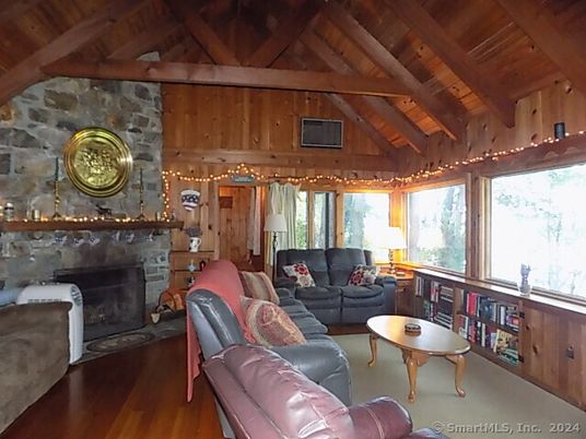 Fireplace, Interior, Living room, Stone Walls, Wooden Beams, Wooden Ceilings, Wood Texture Flooring, Wooden Walls