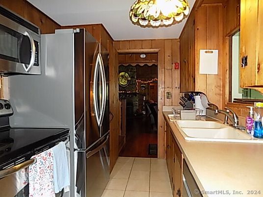 Interior, Kitchen, Stainless Steel Appliances, Wooden Walls