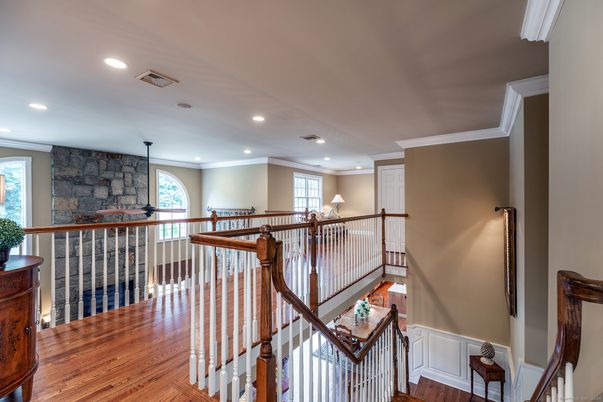 Interior, Recessed Lighting, Stone Walls, Wood Texture Flooring