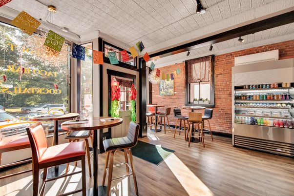 Dining room, Interior, Stone Walls, Wood Texture Flooring