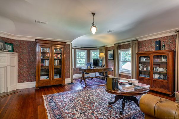 Home Office, Interior, Pendant Lights, Wood Texture Flooring