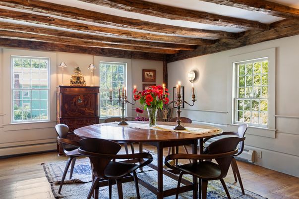 Dining room, Interior, Wooden Beams, Wood Texture Flooring