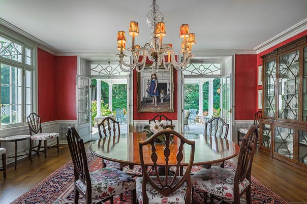 Chandelier, Dining room, Interior, Wood Texture Flooring