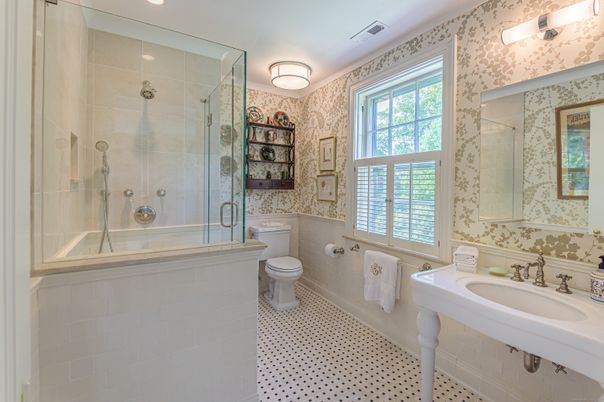 Bathroom, Glass Shower, Interior, Recessed Lighting