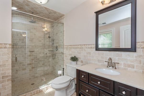 Bathroom, Glass Shower, Interior, Stone Walls