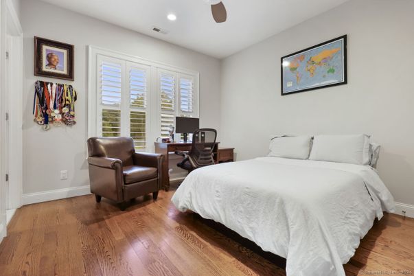 Bedroom, Home Office, Interior, Recessed Lighting, Wood Texture Flooring