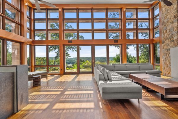 Interior, Living room, Stone Walls, Sun Room, Wood Texture Flooring