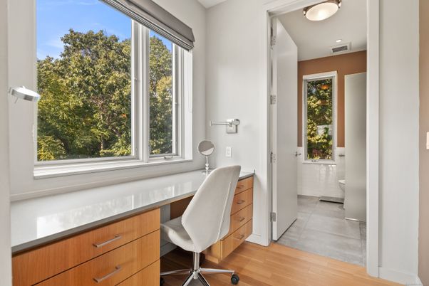 Home Office, Interior, Recessed Lighting, Wood Texture Flooring