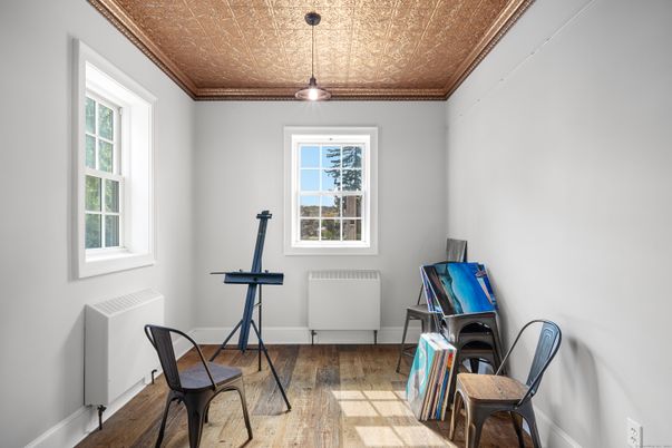 Home Office, Interior, Pendant Lights, Wood Texture Flooring