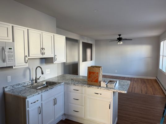 Interior, Kitchen, Recessed Lighting, Wood Texture Flooring