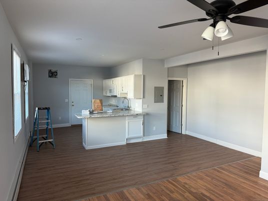 Interior, Kitchen, Recessed Lighting, Wood Texture Flooring