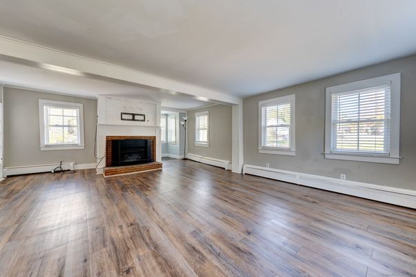 Empty room, Fireplace, Interior, Wood Texture Flooring