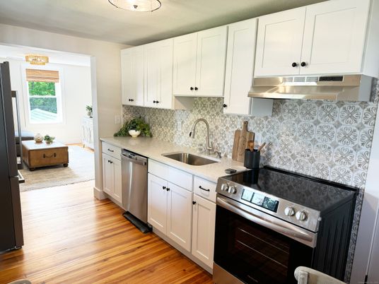 Interior, Kitchen, Stainless Steel Appliances, Wood Texture Flooring