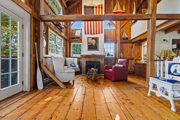Fireplace, Interior, Living room, Wooden Beams, Wood Texture Flooring, Wooden Walls