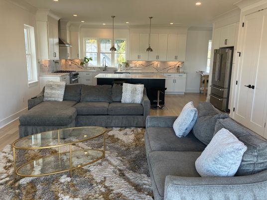 Interior, Kitchen, Living room, Pendant Lights, Recessed Lighting, Wood Texture Flooring
