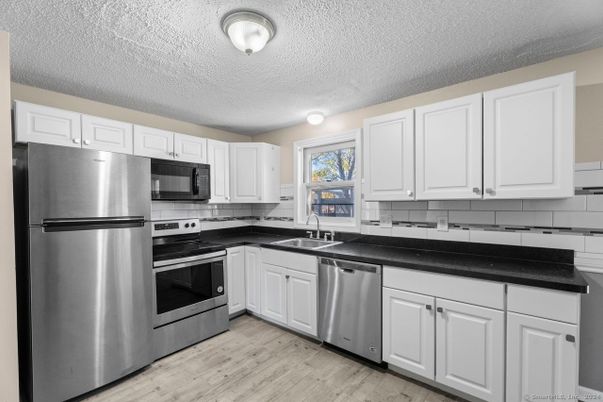 Interior, Kitchen, Stainless Steel Appliances, Wood Texture Flooring